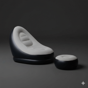 krezcoo inflatable lounge chair with ottoman | comfortable relaxing sofa for home, balcony & living room