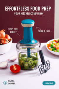 krezcoo® manual vegetable chopper with hand push technology | multipurpose food processor for kitchen | onion, garlic, tomato, green chili, dry fruits & salad cutter