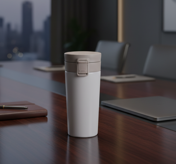 hot ’n’ cool buddy – krezcoo 300ml stainless steel travel mug | coffee & tea thermos flask white ( pack of 1)