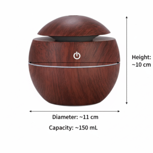 krezcoo compact ultrasonic humidifier & aroma diffuser | dark wood finish | auto shut off & cool mist ( dark brown )