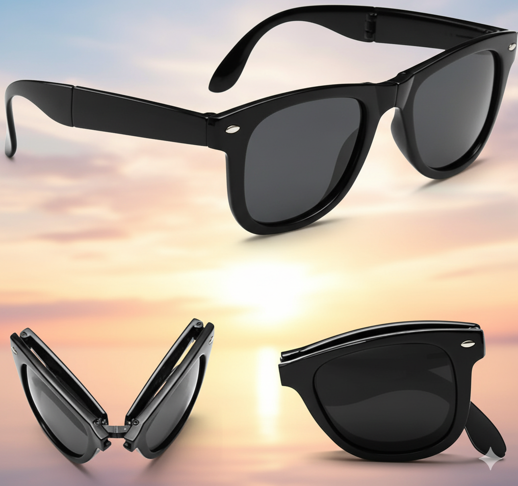 rezcoo ultra compact foldable classic sunglasses with protective travel case