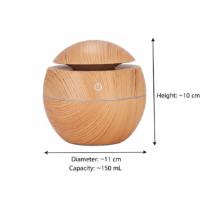 krezcoo compact ultrasonic humidifier & aroma diffuser | dark wood finish | auto shut off & cool mist ( lite brown )