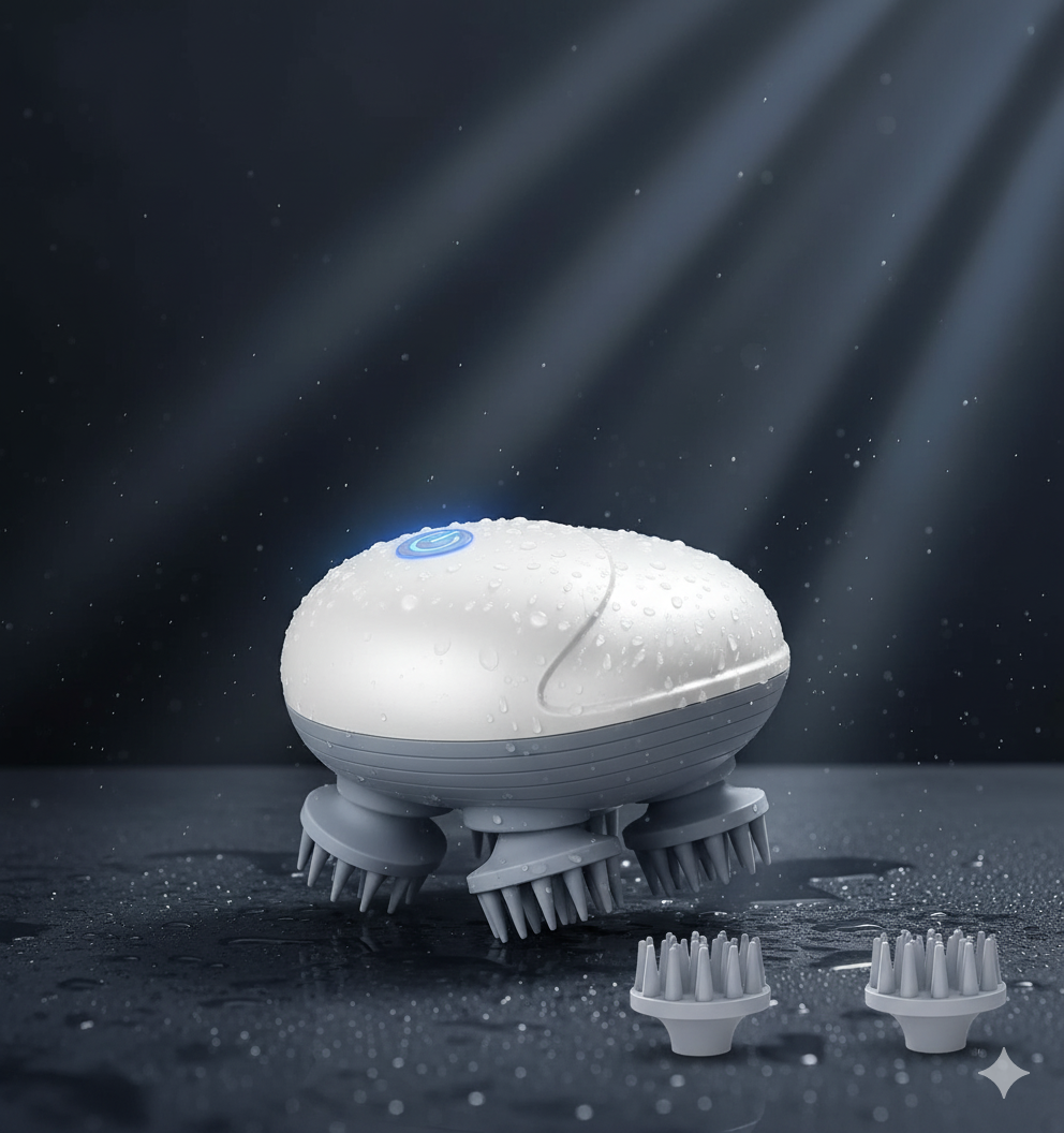 krezcoo® electric scalp & body massager | 360° kneading vibrating head massager | usb rechargeable, portable for hair growth, relaxation, bathing & pets