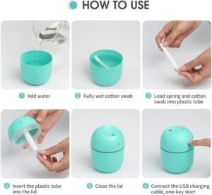 krezcoo mini portable mist humidifier 150 ml, suitable for car, bedroom & puja room