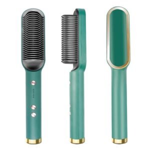 krezcoopro glide heated straightening brush | anti frizz, anti scald for smooth & shiny hair ( multicolour )