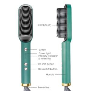 krezcoopro glide heated straightening brush | anti frizz, anti scald for smooth & shiny hair ( multicolour )