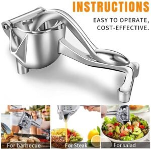 krezcoo aluminum and steel manual squeezer for citrus, pomegranate, etc. features an ergonomic handle for easy, instant juice.