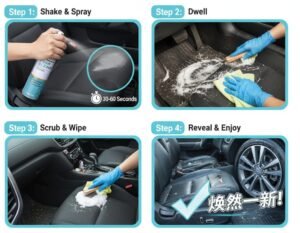 krezcoo professional foaming cleaner for car detailing | deep cleans, de greases, and deodorizes seats, roof lining, and mats | quick action, no rinse spray with 30 60 second dwell time