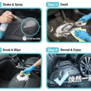 krezcoo professional foaming cleaner for car detailing | deep cleans, de greases, and deodorizes seats, roof lining, and mats | quick action, no rinse spray with 30 60 second dwell time