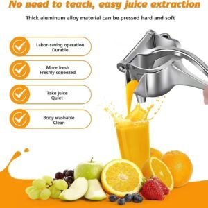 krezcoo aluminum and steel manual squeezer for citrus, pomegranate, etc. features an ergonomic handle for easy, instant juice.
