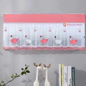 krezcoo air conditioning dust cover, foldable & washable dustproof air conditioner cover, indoor protective ac curtain with mix design print