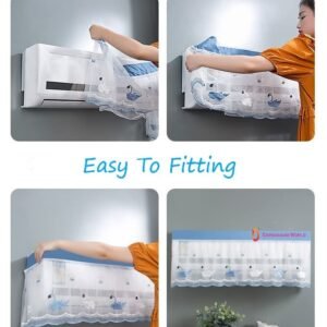 krezcoo air conditioning dust cover, foldable & washable dustproof air conditioner cover, indoor protective ac curtain with mix design print