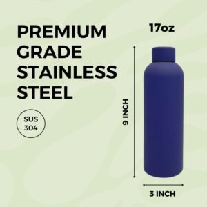 krezcoo 500ml matte finish stainless steel water bottle | vacuum insulated travel bottle | 12 hrs hot & 18 hrs cold | smooth rubber finish water bottle (green)