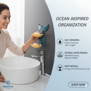 krezcoo mermaid beautiful fish shape soap dish case holder/mermaid double layer soap stand