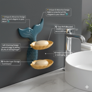 krezcoo mermaid beautiful fish shape soap dish case holder/mermaid double layer soap stand