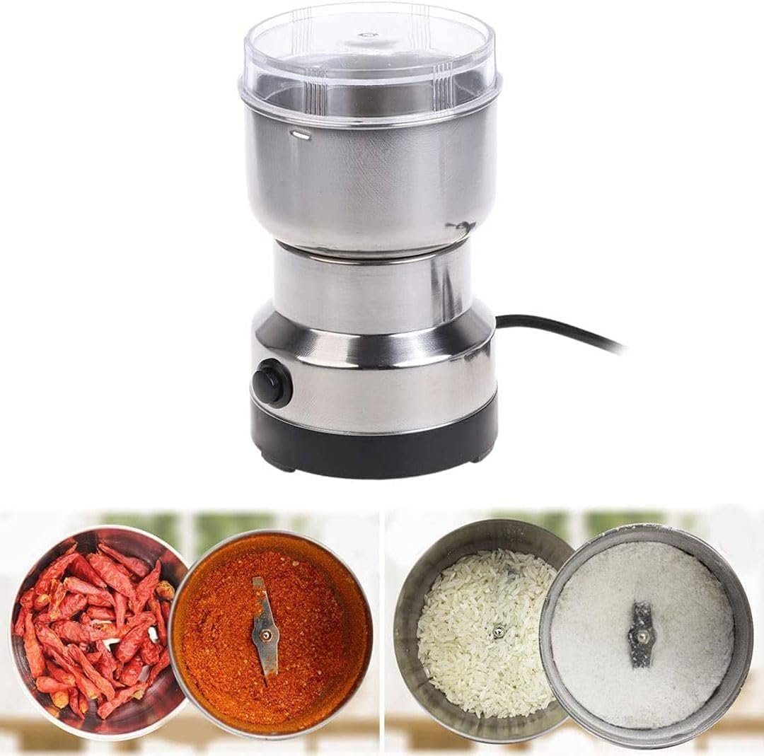 krezcoo heavy duty electric herb, nut, and spice grinder with safety lock