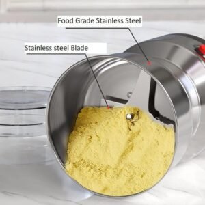krezcoo heavy duty electric herb, nut, and spice grinder with safety lock