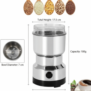 krezcoo heavy duty electric herb, nut, and spice grinder with safety lock