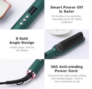 krezcoopro glide heated straightening brush | anti frizz, anti scald for smooth & shiny hair ( multicolour )