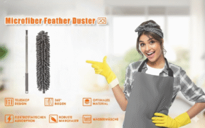 krezcoo long handle microfiber ceiling duster with 100" extendable pole. features a bendable, anti scratch brush for high reach cleaning and cobweb removal.