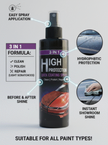 krezcoo 3 in 1 high protection quick coating spray | car paint cleaner, polish, and repair wax sealant