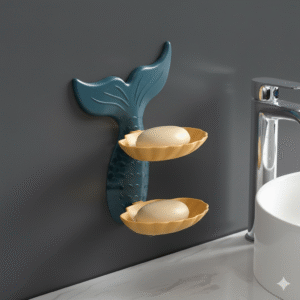 krezcoo mermaid beautiful fish shape soap dish case holder/mermaid double layer soap stand