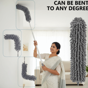 krezcoo long handle microfiber ceiling duster with 100" extendable pole. features a bendable, anti scratch brush for high reach cleaning and cobweb removal.