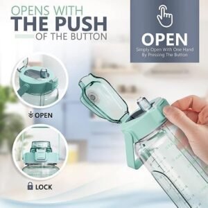 krezcoo plastic set of 3 transparent water bottle 2000ml, 900ml, 300ml with motivational time marker, leakproof durable sipper water bottle for office