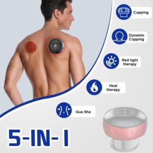 krezcoo smart dynamic cupping massager | electric gua sha, deep tissue muscle recovery tool with adjustable suction, red light heat therapy for back, neck, and post workout relaxation