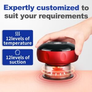 krezcoo smart dynamic cupping massager | electric gua sha, deep tissue muscle recovery tool with adjustable suction, red light heat therapy for back, neck, and post workout relaxation
