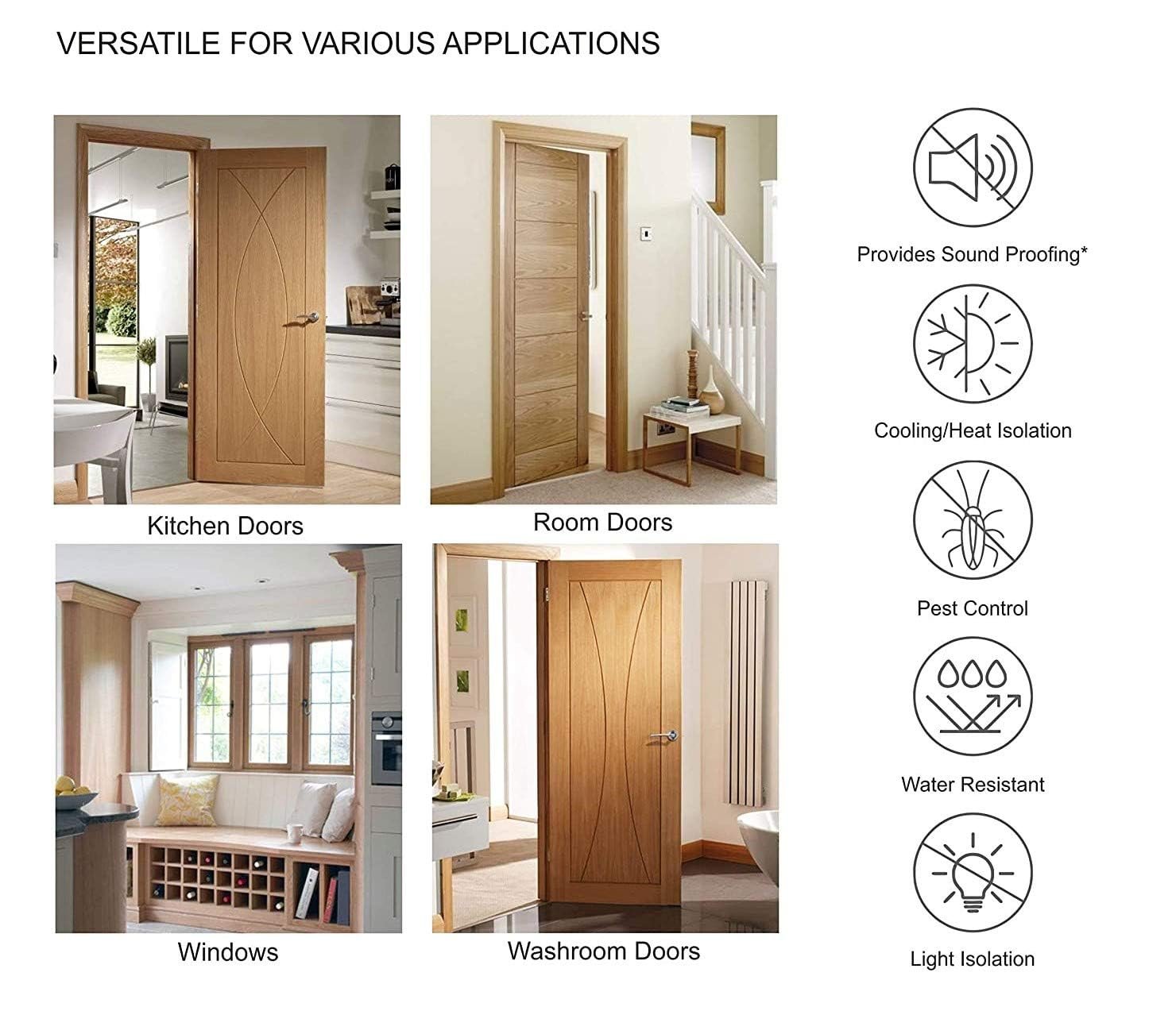 (39 inches, pack of 3) gap filler for door bottom seal strip sound proof, reduce noise, energy saving door stopper for reduce door dust, door