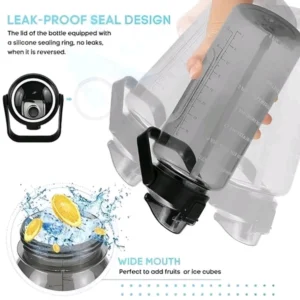 krezcoo plastic set of 3 transparent water bottle 2000ml, 900ml, 300ml with motivational time marker, leakproof durable sipper water bottle for office