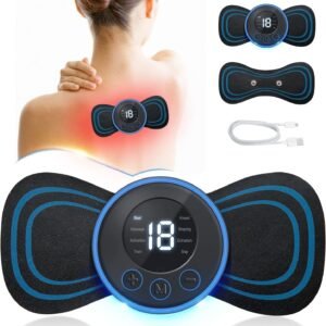krezcoo wireless ems mini butterfly body massager machine digital display 8 modes 19 intensity levels rechargeable portable electric pain relief device