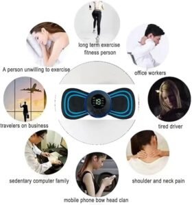 krezcoo wireless ems mini butterfly body massager machine digital display 8 modes 19 intensity levels rechargeable portable electric pain relief device