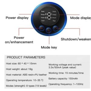 krezcoo wireless ems mini butterfly body massager machine digital display 8 modes 19 intensity levels rechargeable portable electric pain relief device